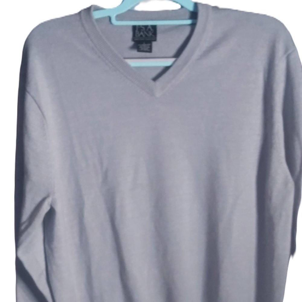 Mens JosABanks pullover sweater in Gray/silver size L - Picture 1 of 8
